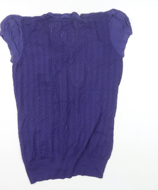Womens UK Size 14 Ted Baker Purple Cotton Blend Blouse