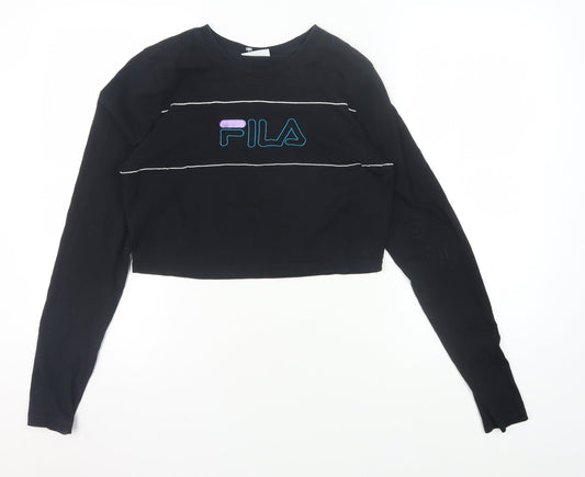 Fila Women's Black Cropped Long Sleeve T-Shirt