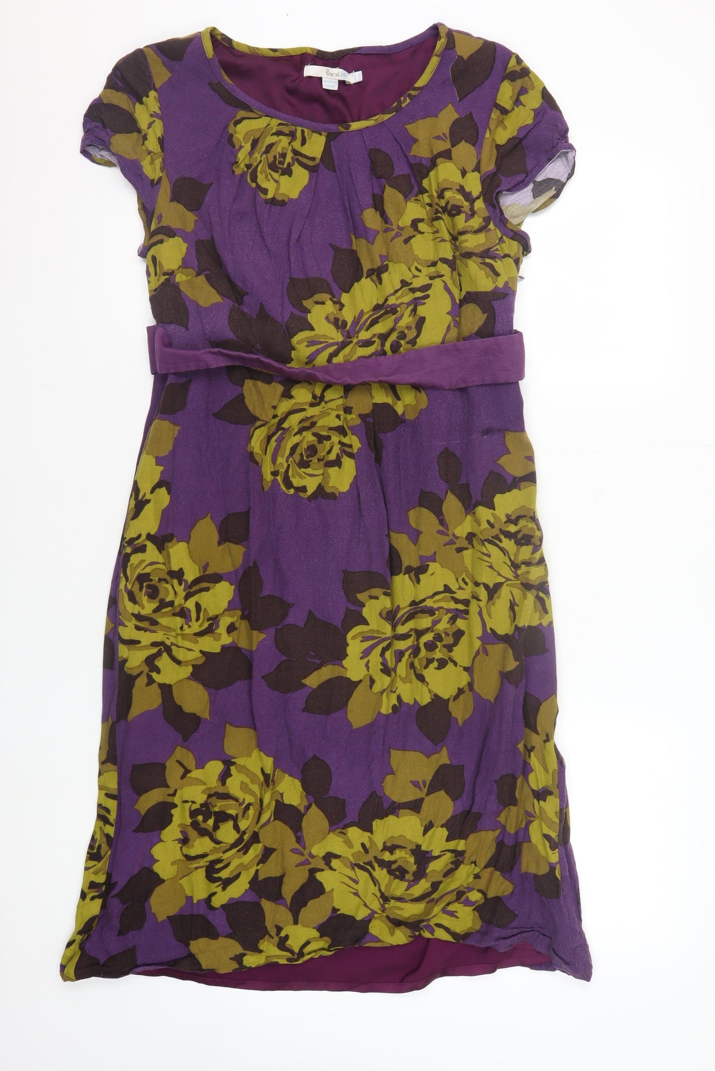 Boden Women's Purple Floral Belted Dress US10