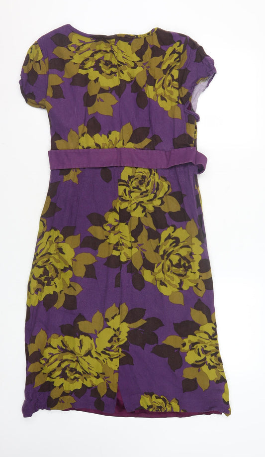 Boden Women's Purple Floral Belted Dress US10