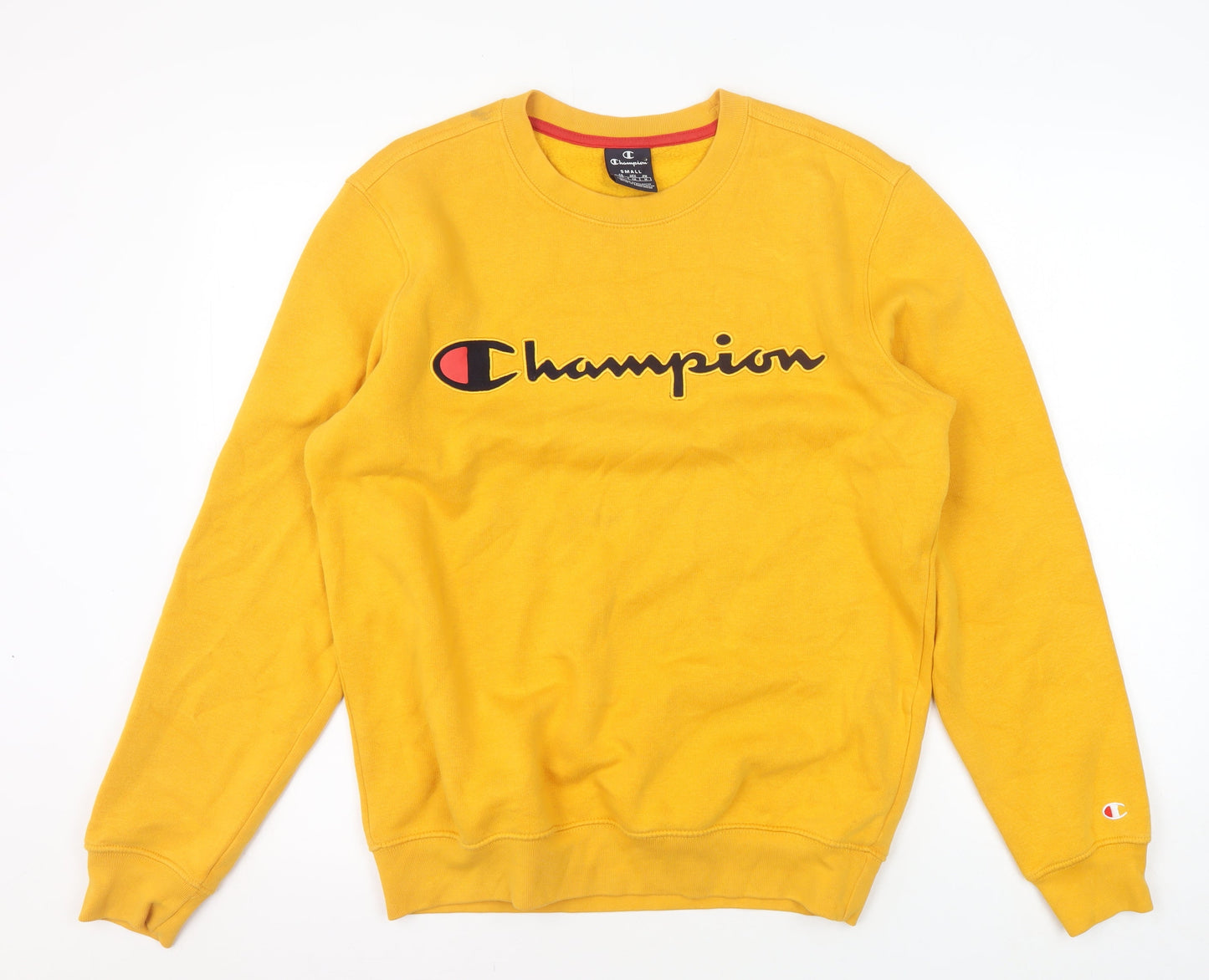 Champion Men's Yellow Logo Pullover Sweatshirt S