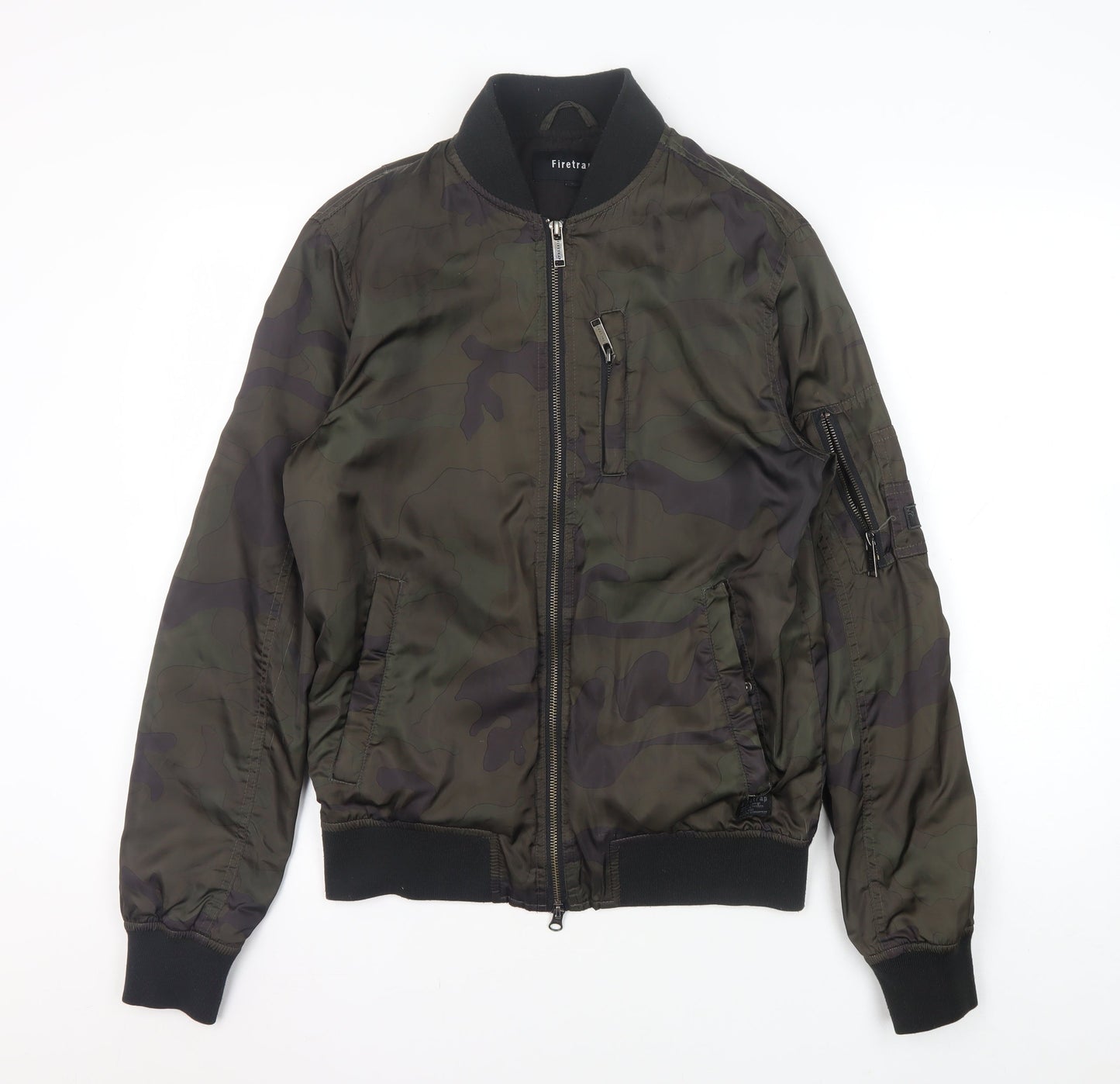 Firetrap Men's Green Camo Bomber Jacket S Regular Fit