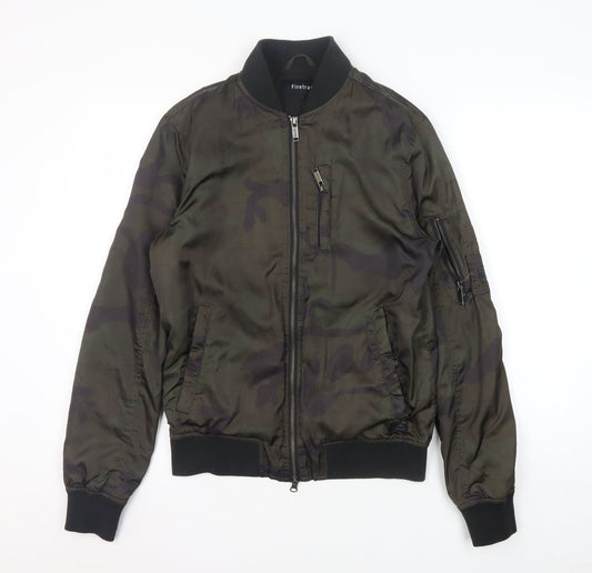 Firetrap Men's Green Camo Bomber Jacket S Regular Fit