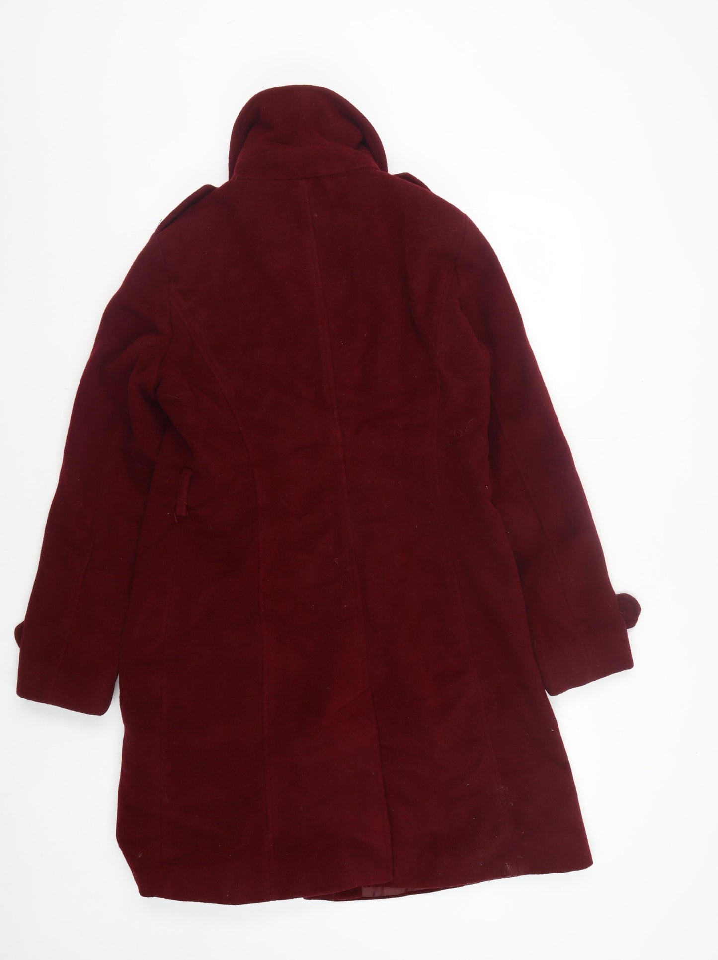 Michael Kors Women's Red Wool-Blend Mid-Length Coat S