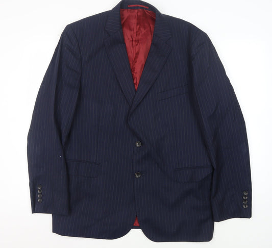Moss Bros Men's Blue Striped Suit Jacket 44S