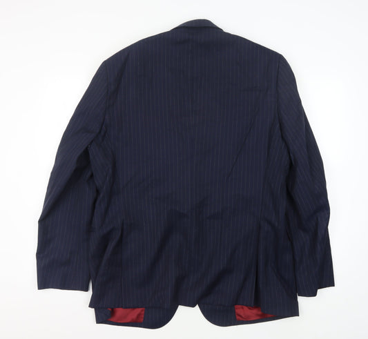 Moss Bros Men's Blue Striped Suit Jacket 44S