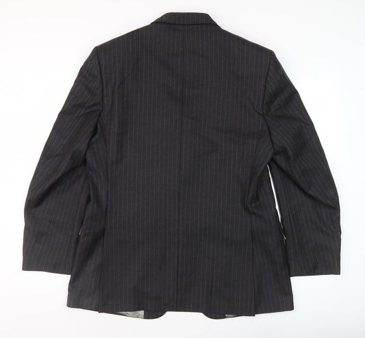 Aquascutum Men's Black Striped Blazer - Size 44R Formal
