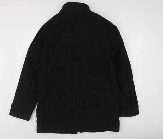 Thomas Nash Men's Black Coat, Stand-Up Collar, M