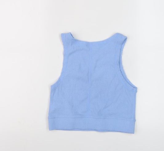 Jack Wills Women's Blue Cotton Tank Top, Size 8, Crew Neck
