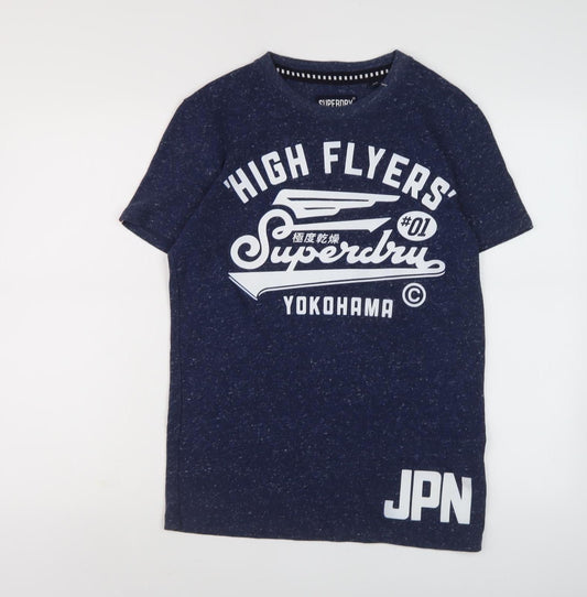 Mens UK Size S Superdry Blue Cotton T-Shirt