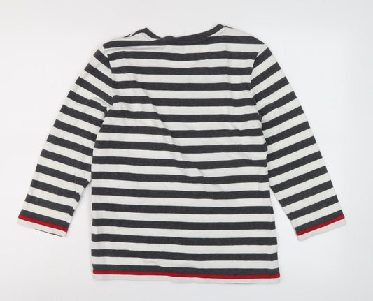 Hobbs Women Black White Striped T-Shirt L 3/4 Sleeve