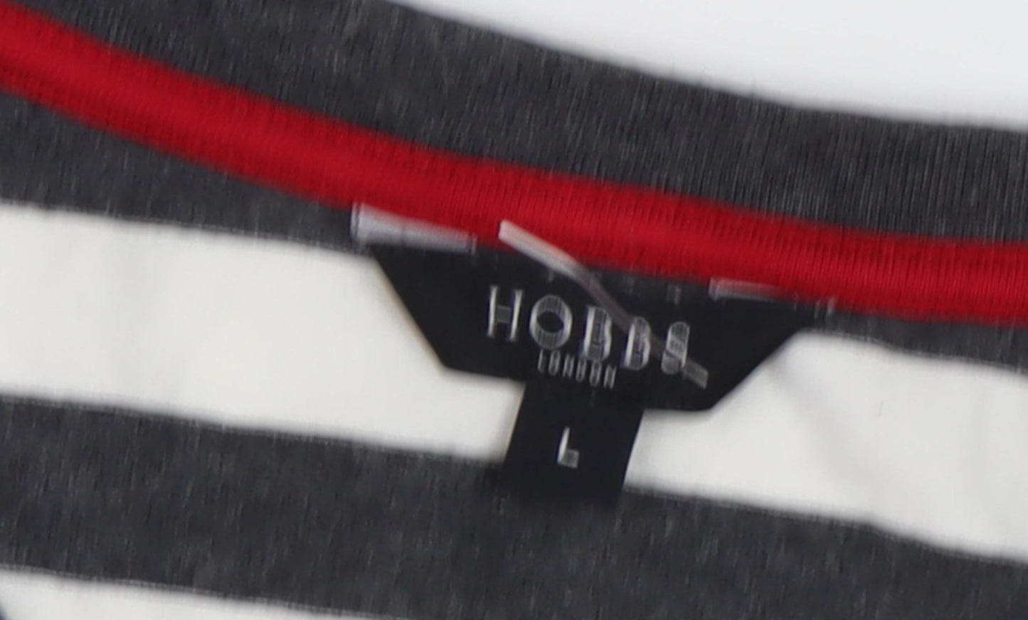Hobbs Women Black White Striped T-Shirt L 3/4 Sleeve