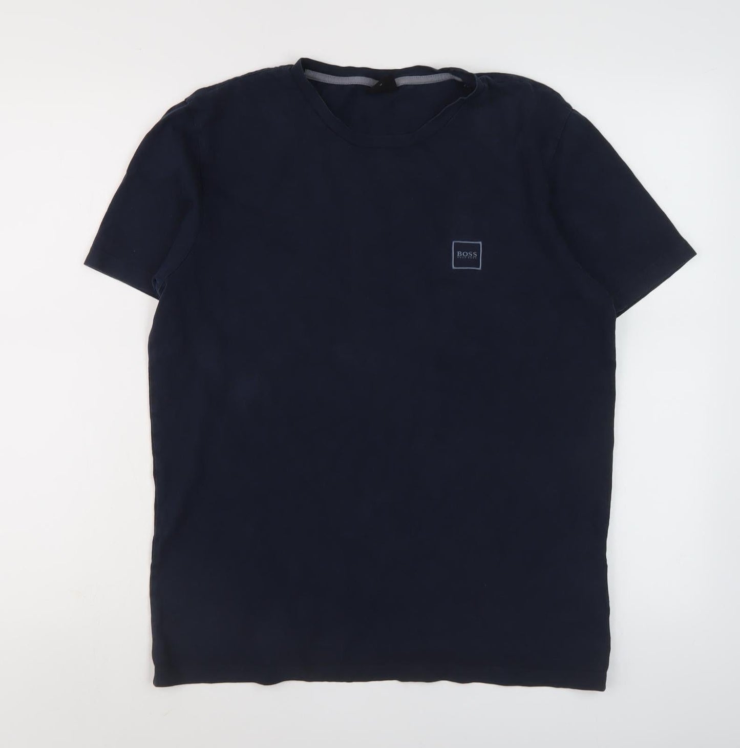 Boss Men's Blue Crew Neck T-Shirt M - Stylish Logo Accent