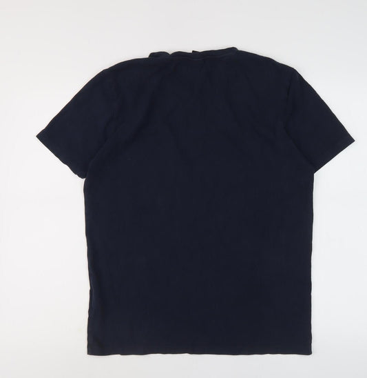 Boss Men's Blue Crew Neck T-Shirt M - Stylish Logo Accent