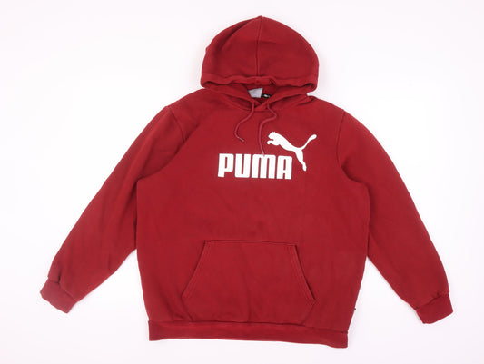 Puma Unisex Red Pullover Hoodie Size 12 Logo Design