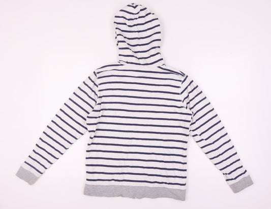 Crew Clothing Women's White Stripe Full Zip Hoodie Size 12