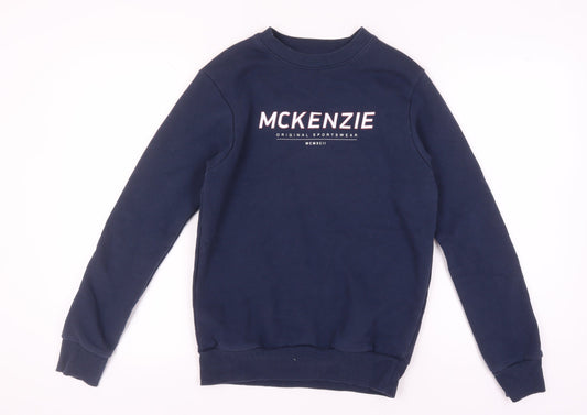 McKenzie Men's Blue Logo Sweatshirt S Crew Neck