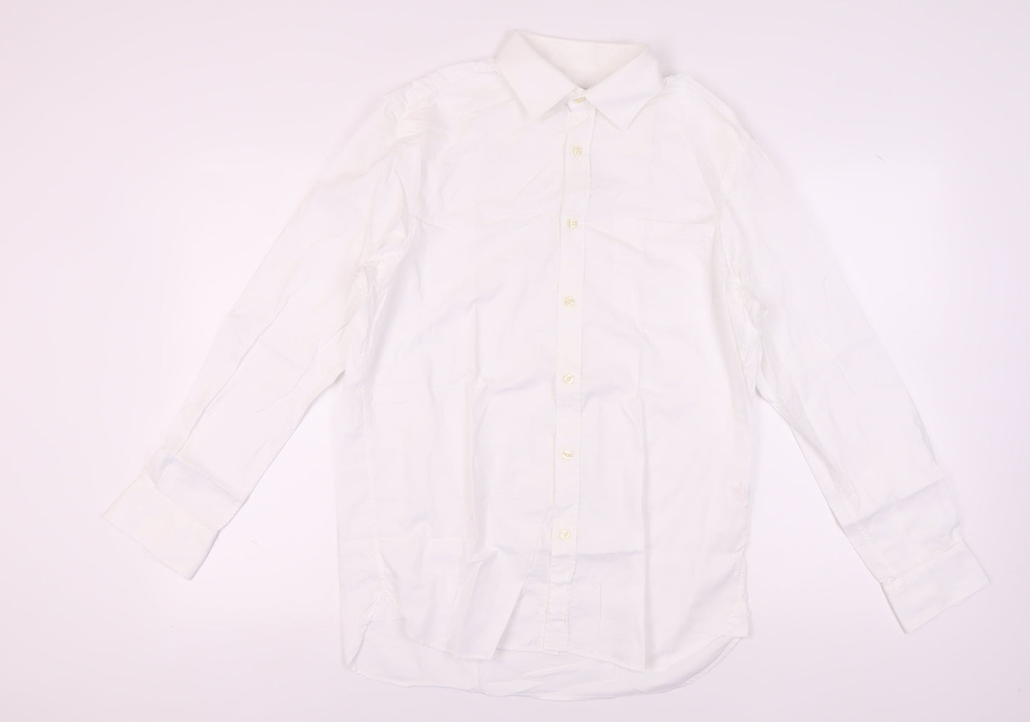 Howick Men's White Cotton Dress Shirt 15.5 Regular Fit