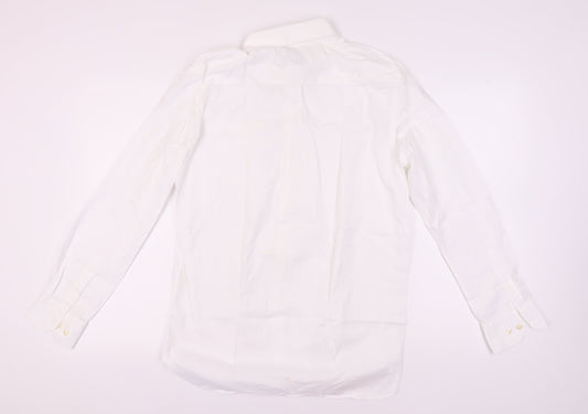 Howick Men's White Cotton Dress Shirt 15.5 Regular Fit