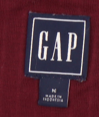 GAP Women's Red V-Neck Button-Up Long Sleeve Top, M