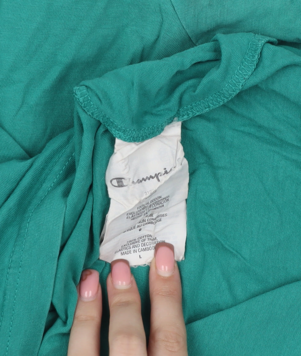 Champion Men’s Green Crew Neck Logo T-Shirt Size L