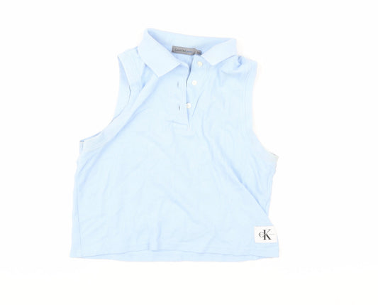 Calvin Klein Women's Blue Sleeveless Polo XS