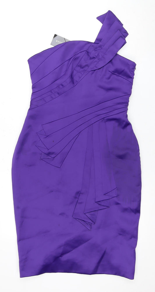 Karen Millen Women's Purple Silk Dress UK 12
