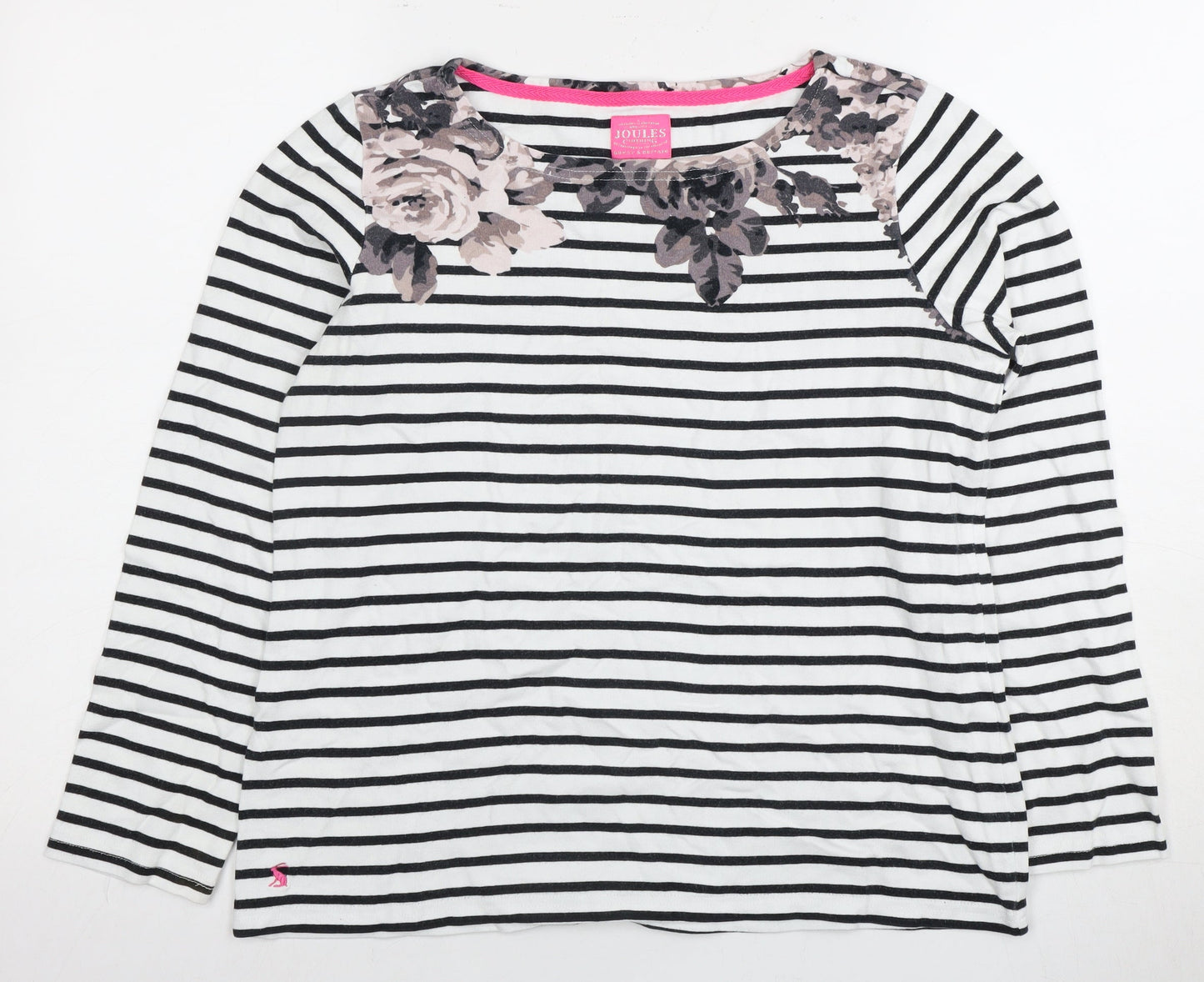 Joules Women's Striped Floral Cotton T-Shirt, Size 12