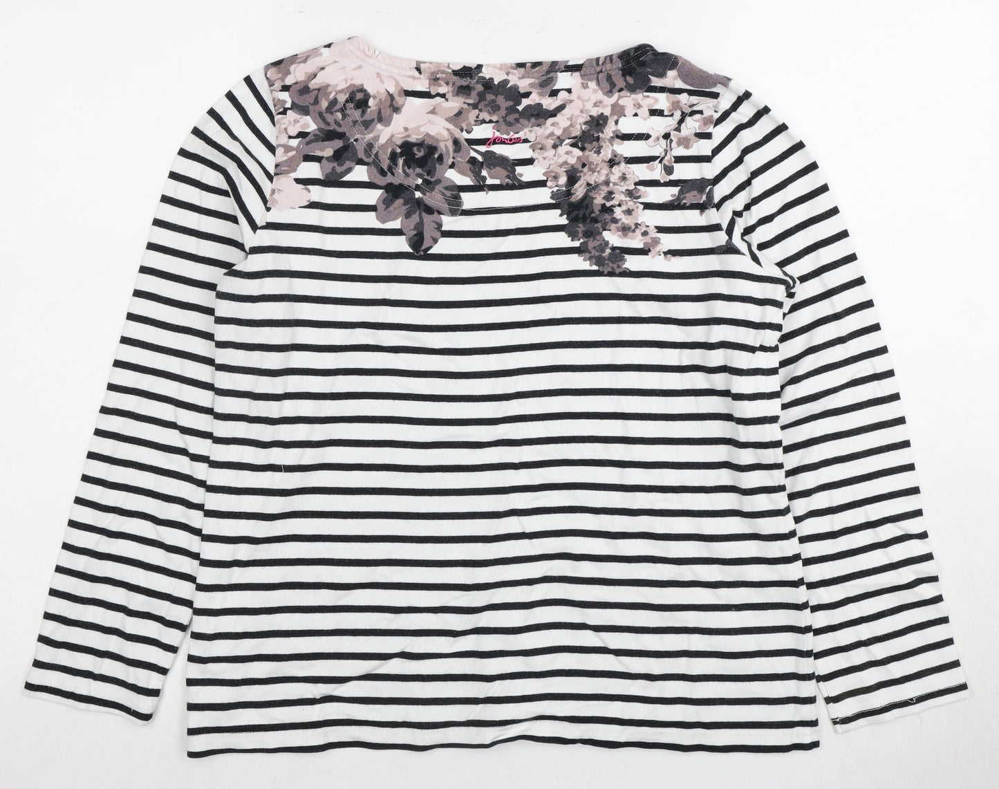 Joules Women's Striped Floral Cotton T-Shirt, Size 12