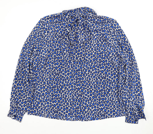 Eastex Women's Blue Animal Print Blouse UK 14