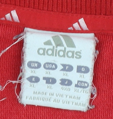 Adidas Men's Red XL Pullover Embroidered Sweatshirt
