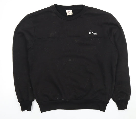 Additional front view of Lee Cooper Men's Black Crew Neck Logo Sweatshirt S