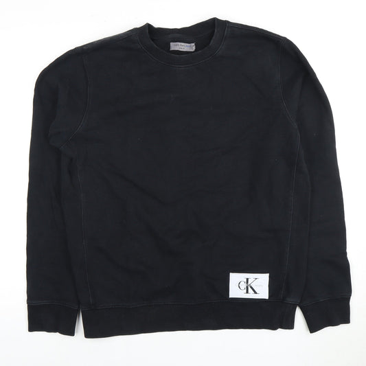 Calvin Klein Men's Black Slim Fit Logo Sweatshirt L