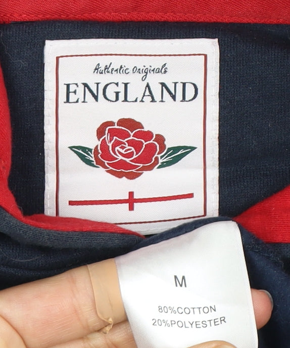 England Men's Blue Hoodie M Pullover Logo Patriotic