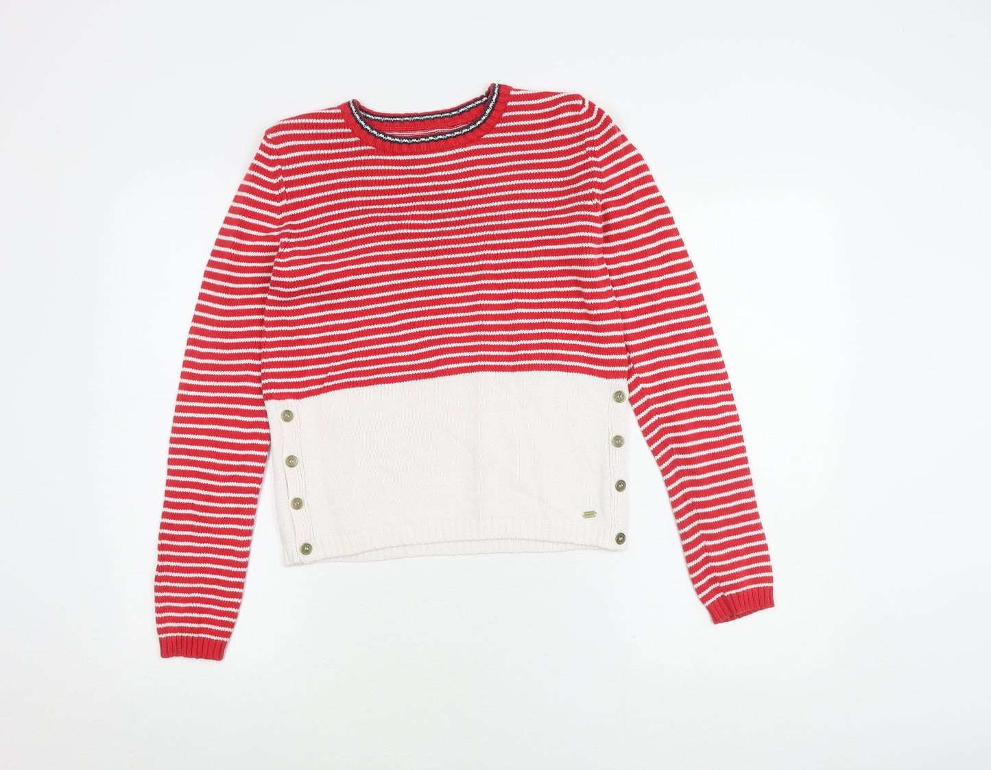 Superdry Women's Red Striped Pullover Jumper XS