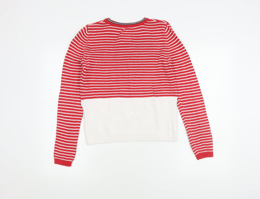 Superdry Women's Red Striped Pullover Jumper XS