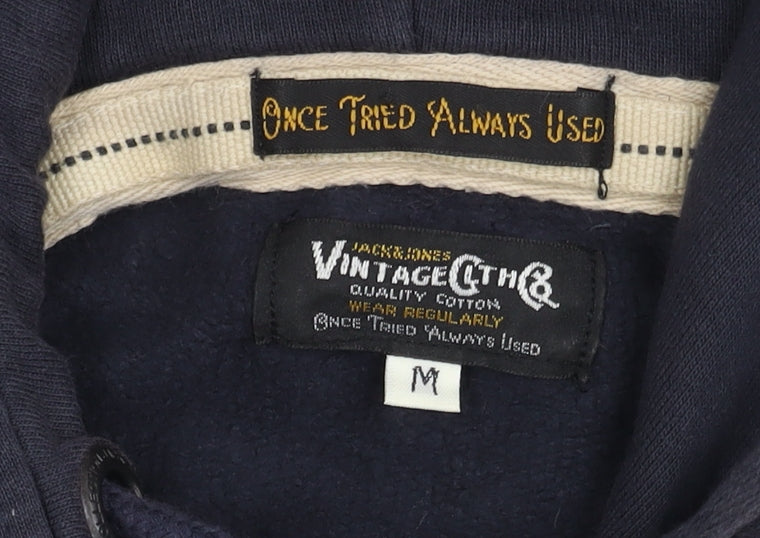 Jack & Jones Blue Graphic Hoodie, Men’s M, Logo Pullover