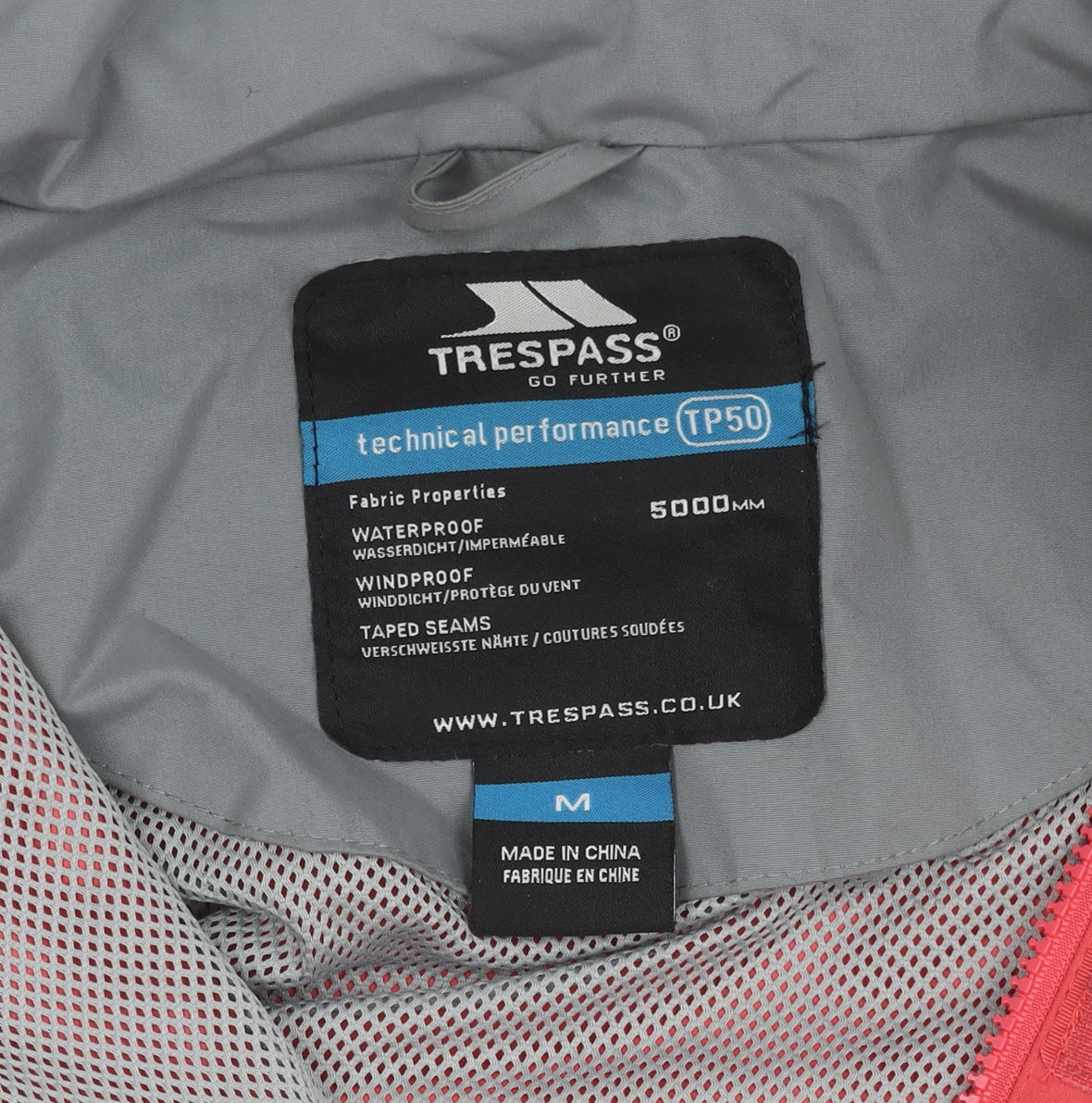 Trespass Women's Red Waterproof Rain Coat, Size M