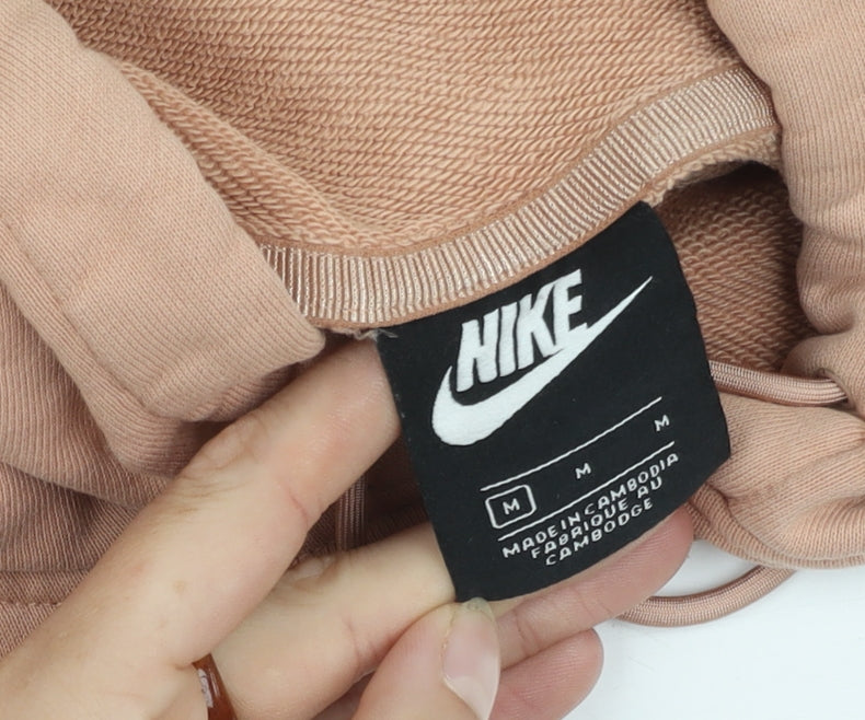 Nike Women's Beige Pullover Hoodie, M, Logo, Autumn