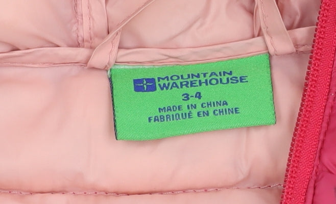 Additional view of Mountain Warehouse Pink girls’ puffer jacket, size 3-4, years