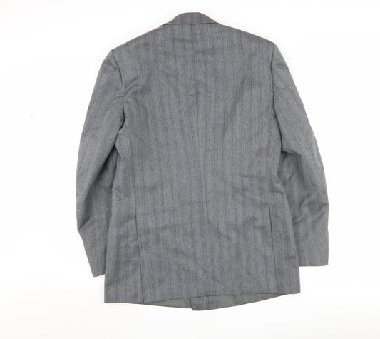 Canda Men's Grey Striped Double-Breasted Blazer 38R