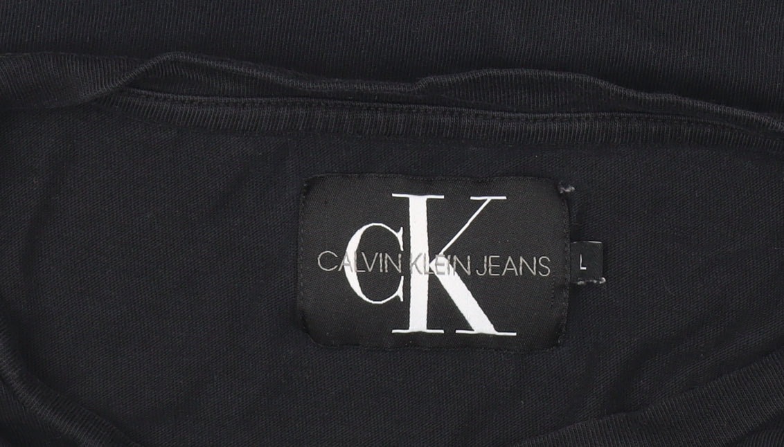 Calvin Klein Women's Black Crew Neck T-Shirt - Size L