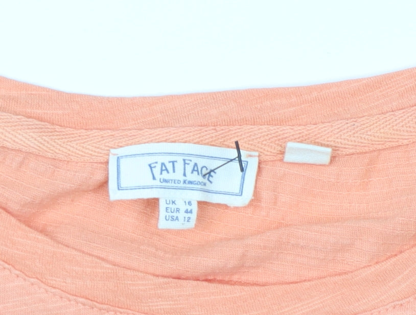 Fat Face Women’s Orange Cotton T-Shirt, Size 16, Casual