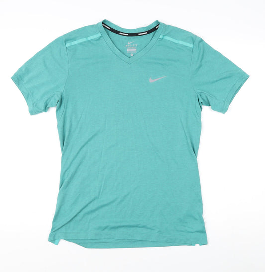 Nike Men’s Green V-Neck Running T-Shirt, Size S
