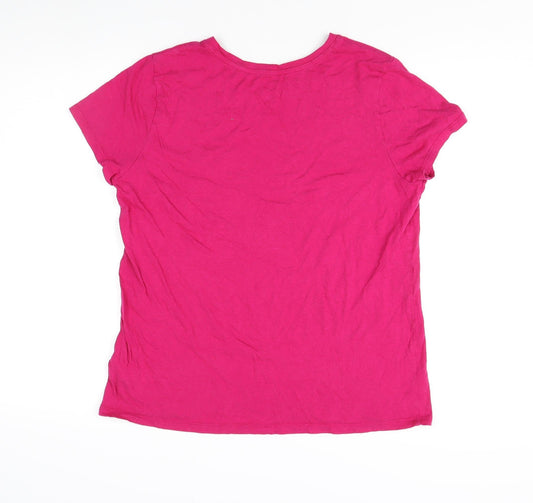 GAP Women's Pink XL Basic T-Shirt, Crew Neck