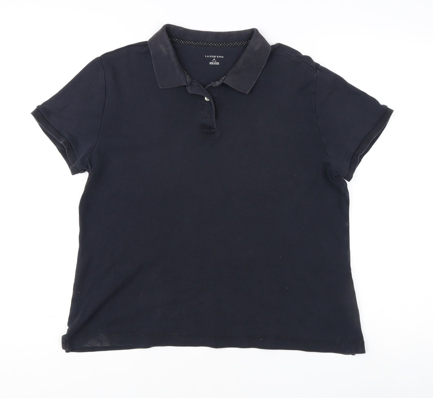 Lands' End Women's Black Polo, Size M, Casual Wear