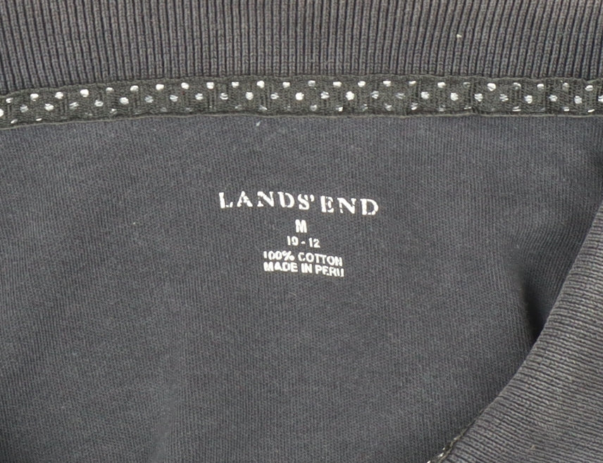Lands' End Women's Black Polo, Size M, Casual Wear
