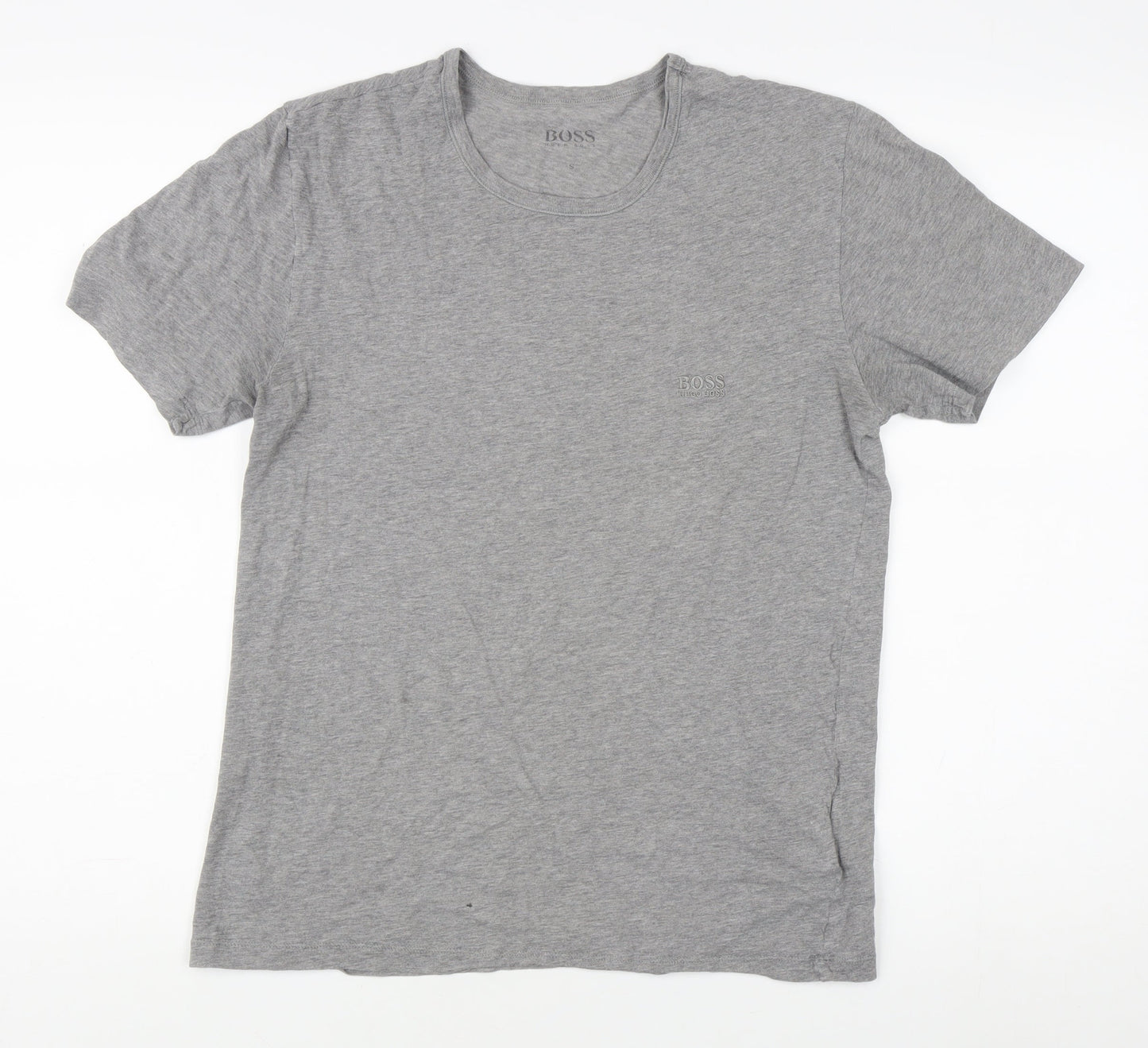 Boss Men's Grey Cotton T-Shirt, Small, Crew Neck