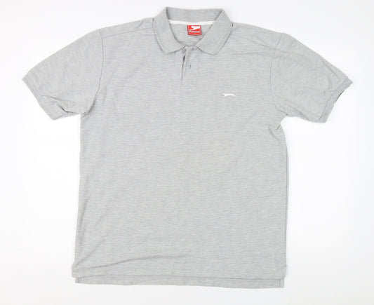 Slazenger Men's Grey Short Sleeve Polo Shirt L