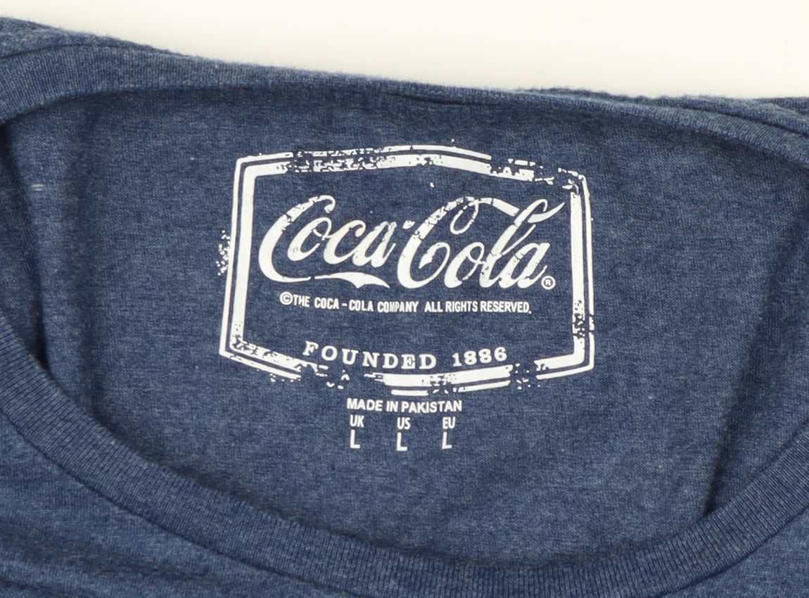 Coca-Cola Blue Christmas T-Shirt Men’s L Graphic Print